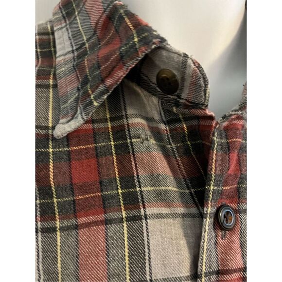 J. Crew Y2K Distressed Flannel Cotton Plaid Long Sleeve. Size XL - Picture 2 of 6